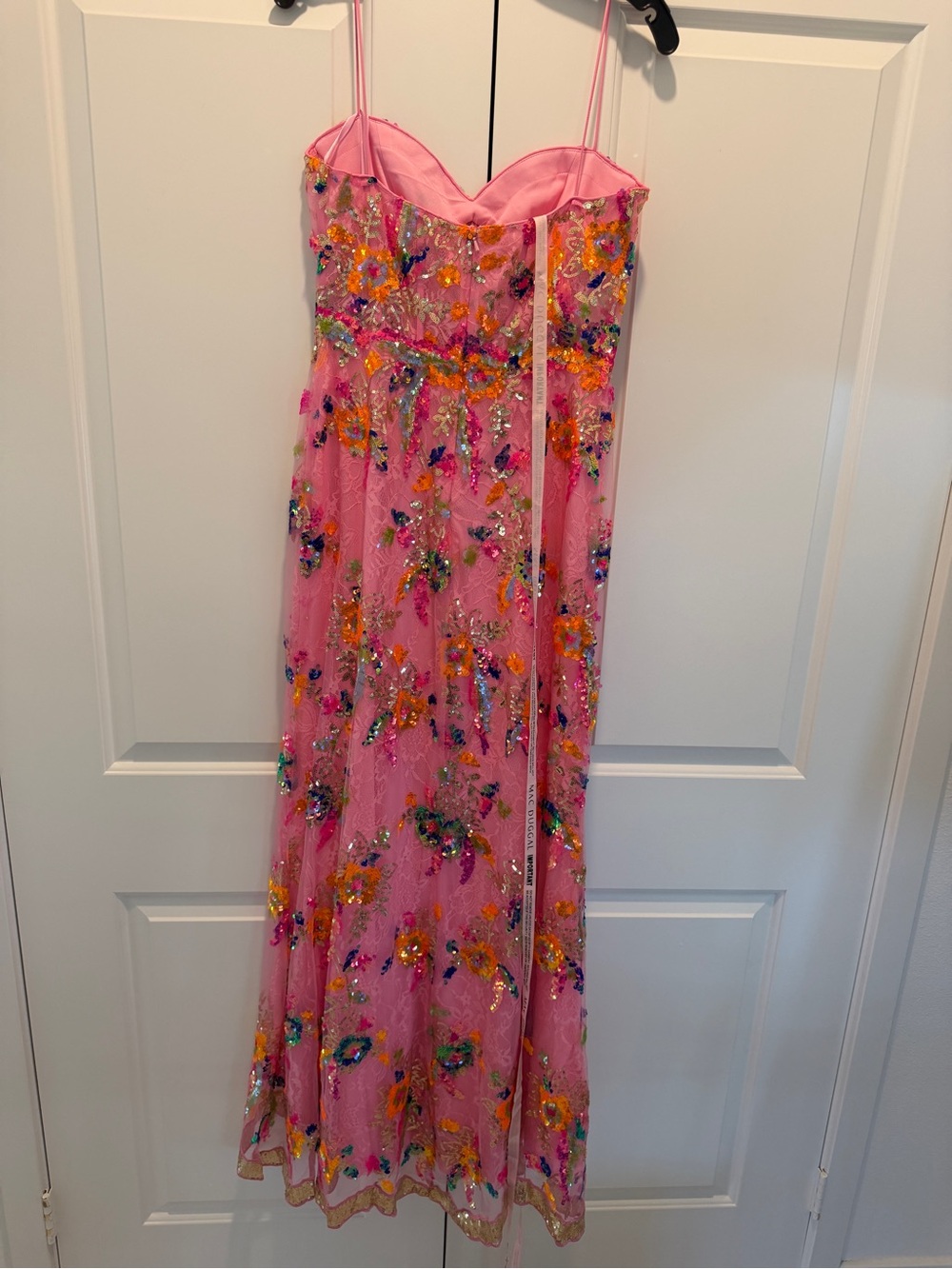 BRAND NEW- Mac Duggal Pink Floral Sequin Evening Gown sz 8 - Picture 6 of 12